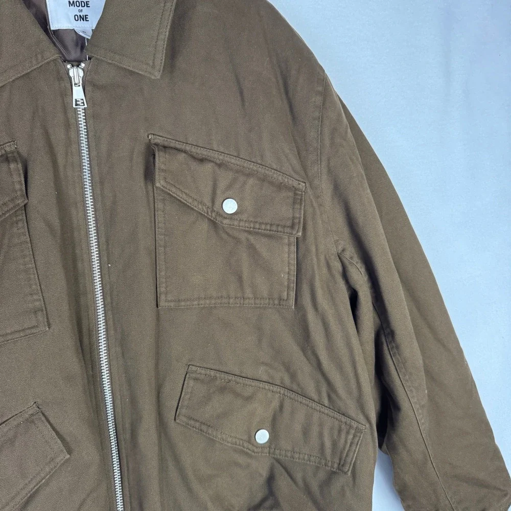 Mode of One Mens Multi Pocket Bomber Jacket Dark Walnut Brown XL 100194438MN